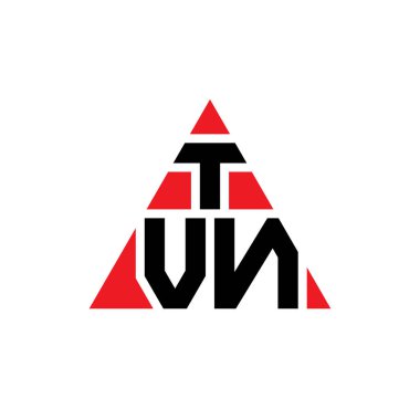 Üçgen şekilli TVN üçgen harf logosu tasarımı. TVN üçgen logo tasarımı monogramı. Kırmızı renkli TVN üçgen vektör şablonu. TVN üçgen logosu Basit, Zarif ve Lüks Logo.