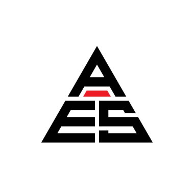 Üçgen şekilli AES üçgen harf logosu tasarımı. AES üçgen logo tasarımı monogramı. Kırmızı renkli AES üçgen vektör logo şablonu. AES üçgen logosu Basit, Zarif ve Lüks Logo.