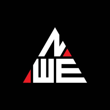 Üçgen şekilli NWE üçgen harf logosu tasarımı. NWE üçgen logo tasarımı monogramı. NWE üçgen logo şablonu kırmızı renkte. NWE üçgen logosu Basit, Zarif ve Lüks Logo.