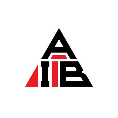 Üçgen şekilli AIB üçgen harf logosu tasarımı. AIB üçgen logo tasarımı monogramı. Kırmızı renkli AIB üçgen vektör logo şablonu. AIB üçgen logosu Basit, Zarif ve Lüks Logo.