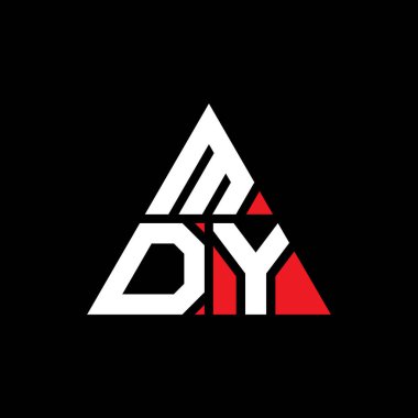 Üçgen şekilli MDY üçgen harf logosu tasarımı. MDY üçgen logo tasarımı monogramı. Kırmızı renkli MDY üçgen vektör logo şablonu. MDY üçgen logosu Basit, Zarif ve Lüks Logo.