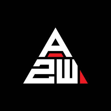 Üçgen şekilli AZW üçgen harf logosu tasarımı. AZW üçgen logo tasarımı monogramı. Kırmızı renkli AZW üçgen vektör şablonu. AZW üçgen logosu Basit, Zarif ve Lüks Logo.