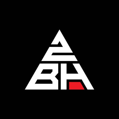 Üçgen şekilli ZBH üçgen harf logosu tasarımı. ZBH üçgen logo tasarımı monogramı. Kırmızı renkli ZBH üçgen vektör logo şablonu. ZBH üçgen logosu Basit, Zarif ve Lüks Logo.