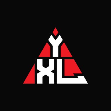 Üçgen şekilli YXL üçgen harf logosu tasarımı. YXL üçgen logo tasarımı monogramı. Kırmızı renkli YXL üçgen vektör şablonu. YXL üçgen logosu Basit, Zarif ve Lüks Logo.