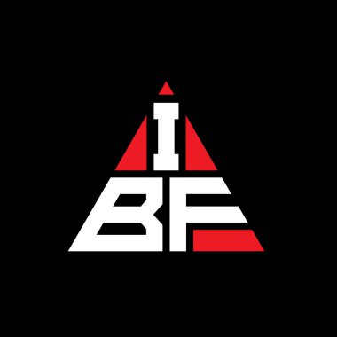 Üçgen şekilli IBF üçgen harf logosu tasarımı. IBF üçgen logo tasarımı monogramı. Kırmızı renkli IBF üçgen vektör şablonu. IBF üçgen logosu Basit, Zarif ve Lüks Logo.