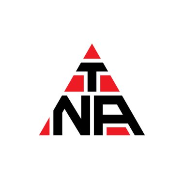 Üçgen şekilli TNA üçgen harf logosu tasarımı. TNA üçgen logo tasarımı monogramı. Kırmızı renkli TNA üçgen vektör logo şablonu. TNA üçgen logosu Basit, Zarif ve Lüks Logo.