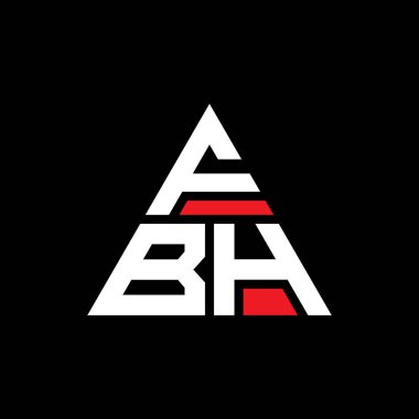 Üçgen şekilli BHF üçgen harf logosu tasarımı. BHF üçgen logo tasarımı monogramı. Kırmızı renkli BHF üçgen vektör logo şablonu. BHF üçgen logosu Basit, Zarif ve Lüks Logo.