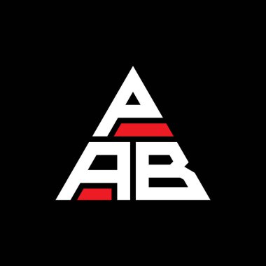 Üçgen şekilli PAB üçgen harf logosu tasarımı. PAB üçgen logo tasarımı. Kırmızı renkli PAB üçgen vektör logo şablonu. PAB üçgen logosu Basit, Zarif ve Lüks Logo.