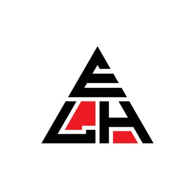 Üçgen şekilli ELH üçgen harf logosu tasarımı. ELH üçgen logo tasarımı monogramı. Kırmızı renkli ELH üçgen vektör logosu şablonu. ELH üçgen logosu Basit, Zarif ve Lüks Logo.