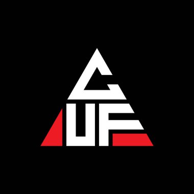 Üçgen şekilli CUF üçgen harf logosu tasarımı. CUF üçgen logo tasarımı monogramı. Kırmızı renkli CUF üçgen vektör şablonu. CUF üçgen logosu Basit, Zarif ve Lüks Logo.