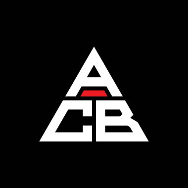 Üçgen şekilli ACB üçgen harf logosu tasarımı. ACB üçgen logo tasarımı monogramı. Kırmızı renkli ACB üçgen vektör logo şablonu. ACB üçgen logosu Basit, Zarif ve Lüks Logo.