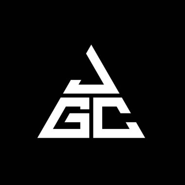 Üçgen şekilli JGC üçgen harf logosu tasarımı. JGC üçgen logo tasarımı monogramı. Kırmızı renkli JGC üçgen vektör logo şablonu. JGC üçgen logosu Basit, Zarif ve Lüks Logo.