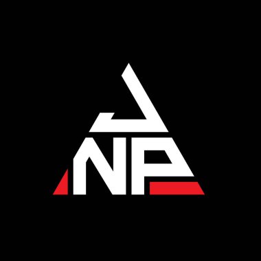 Üçgen şekilli JNP üçgen harf logosu tasarımı. JNP üçgen logo tasarımı monogramı. Kırmızı renkli JNP üçgen vektör şablonu. JNP üçgen logosu Basit, Zarif ve Lüks Logo.
