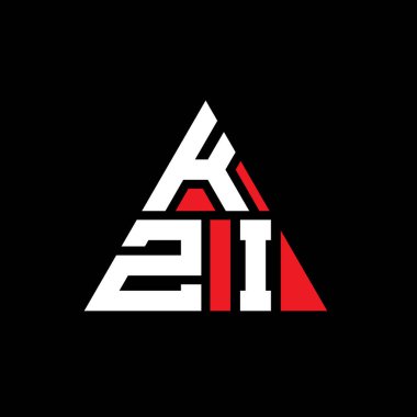 Üçgen şekilli KZI üçgen harf logosu tasarımı. KZI üçgen logo tasarımı monogramı. Kırmızı renkli KZI üçgen vektör logo şablonu. KZI üçgen logosu Basit, Zarif ve Lüks Logo.