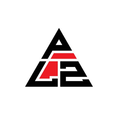 Üçgen şekilli PLZ üçgen harf logosu tasarımı. PLZ üçgen logo tasarımı monogramı. Kırmızı renkli PLZ üçgen vektör logo şablonu. PLZ üçgen logosu Basit, Zarif ve Lüks Logo.