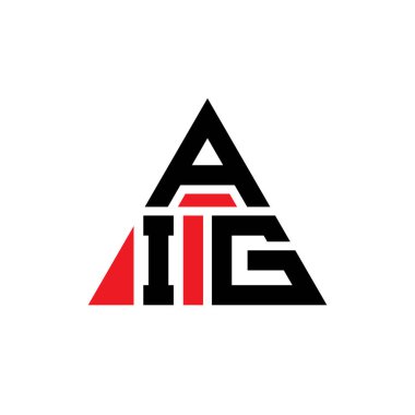 Üçgen şekilli AIG üçgen harf logosu tasarımı. AIG üçgen logo tasarımı monogramı. Kırmızı renkli AIG üçgen vektör şablonu. AIG üçgen logosu Basit, Zarif ve Lüks Logo.