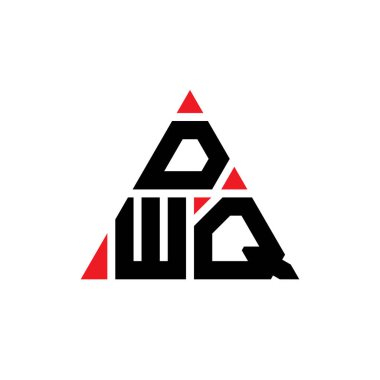 Üçgen şekilli DWQ üçgen harf logosu tasarımı. DWQ üçgen logo tasarımı monogramı. Kırmızı renkli DWQ üçgen vektör şablonu. DWQ üçgen logosu Basit, Zarif ve Lüks Logo.