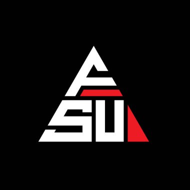 Üçgen şekilli FSU üçgen harf logosu tasarımı. FSU üçgen logo tasarımı monogramı. Kırmızı renkli FSU üçgen vektör şablonu. FSU üçgen logosu Basit, Zarif ve Lüks Logo.