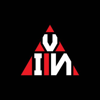 Üçgen şekilli VIN üçgen harf logosu tasarımı. VIN üçgen logo tasarımı monogramı. Kırmızı renkli VIN üçgen vektör logo şablonu. VIN üçgen logosu Basit, Zarif ve Lüks Logo.