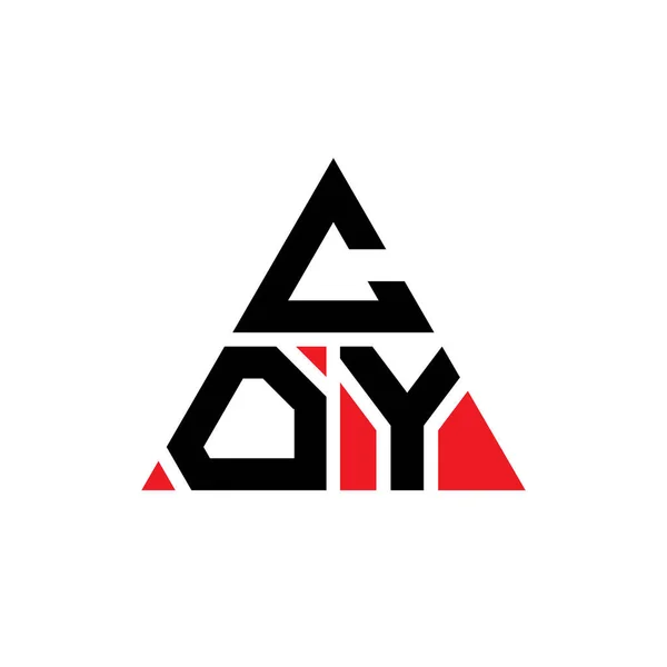 三角形をしたCoy三角形の文字ロゴデザイン Coy三角形のロゴデザインモノグラム 赤い色のCoy三角形ベクトルロゴテンプレート Coy三角形のロゴシンプル エレガントで豪華なロゴ — ストックベクタ