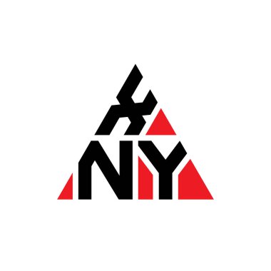 Üçgen şekilli XNY üçgen harf logosu tasarımı. XNY üçgen logo tasarımı monogramı. Kırmızı renkli XNY üçgen vektör logosu. XNY üçgen logosu Basit, Zarif ve Lüks Logo.