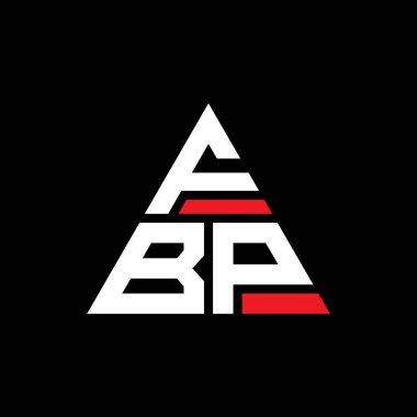 Üçgen şekilli FBP üçgen harf logosu tasarımı. FBP üçgen logo tasarımı monogramı. Kırmızı renkli FBP üçgen vektör şablonu. FBP üçgen logosu Basit, Zarif ve Lüks Logo.