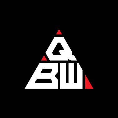 Üçgen şekilli QBW üçgen harf logosu tasarımı. QBW üçgen logo tasarımı monogramı. Kırmızı renkli QBW üçgen vektör şablonu. QBW üçgen logosu Basit, Zarif ve Lüks Logo.