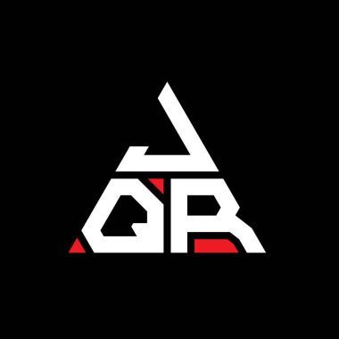 Üçgen şekilli JQR üçgen harf logosu tasarımı. JQR üçgen logo tasarımı monogramı. Kırmızı renkli JQR üçgen vektör şablonu. JQR üçgen logosu Basit, Zarif ve Lüks Logo.