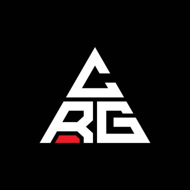 Üçgen şekilli CRG üçgen harf logosu tasarımı. CRG üçgen logo tasarımı monogramı. Kırmızı renkli CRG üçgen vektör şablonu. CRG üçgen logosu Basit, Zarif ve Lüks Logo.