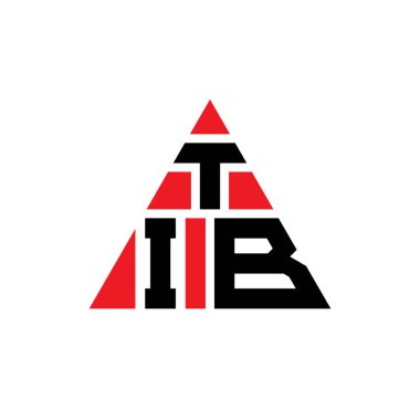 Üçgen şekilli TIB üçgen harf logosu tasarımı. TIB üçgen logo tasarımı monogramı. Kırmızı renkli TIB üçgen vektör logo şablonu. TIB üçgen logosu Basit, Zarif ve Lüks Logo.