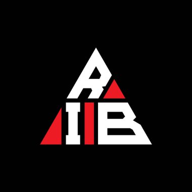 Üçgen şekilli RIB üçgen harf logosu tasarımı. RIB üçgen logo tasarımı monogram. Kırmızı renkli RB üçgen vektör logo şablonu. RIB üçgen logosu Basit, Zarif ve Lüks Logo.