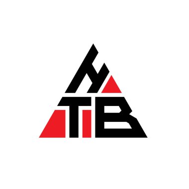 Üçgen şekilli HTB üçgen harf logosu tasarımı. HTB üçgen logo tasarımı monogramı. Kırmızı renkli HTB üçgen vektör şablonu. HTB üçgen logosu Basit, Zarif ve Lüks Logo.