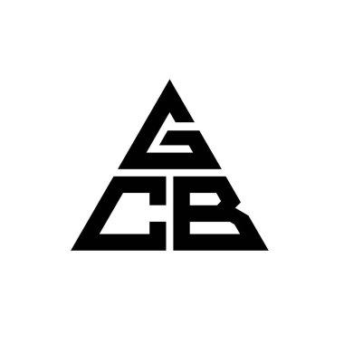 Üçgen şekilli GCB üçgen harf logosu tasarımı. GCB üçgen logo tasarımı monogramı. Kırmızı renkli GCB üçgen vektör şablonu. GCB üçgen logosu Basit, Zarif ve Lüks Logo.