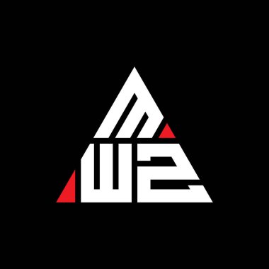 Üçgen şekilli MWZ üçgen harf logosu tasarımı. MWZ üçgen logo tasarımı monogramı. Kırmızı renkli MWZ üçgen vektör şablonu. MWZ üçgen logosu Basit, Zarif ve Lüks Logo.