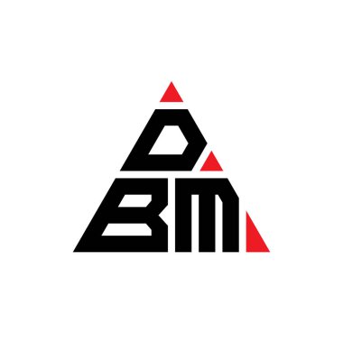 Üçgen şekilli DBM üçgen harf logosu tasarımı. DBM üçgen logo tasarımı monogramı. Kırmızı renkli DBM üçgen vektör logo şablonu. DBM üçgen logosu Basit, Zarif ve Lüks Logo.