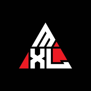 Üçgen şekilli MXL üçgen harf logosu tasarımı. MXL üçgen logo tasarımı monogramı. Kırmızı renkli MXL üçgen vektör şablonu. MXL üçgen logosu Basit, Zarif ve Lüks Logo.