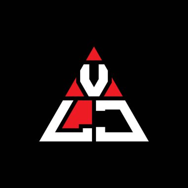 Üçgen şekilli VLJ üçgen harf logosu tasarımı. VLJ üçgen logo tasarımı monogramı. Kırmızı renkli VLJ üçgen vektör şablonu. VLJ üçgen logosu Basit, Zarif ve Lüks Logo.