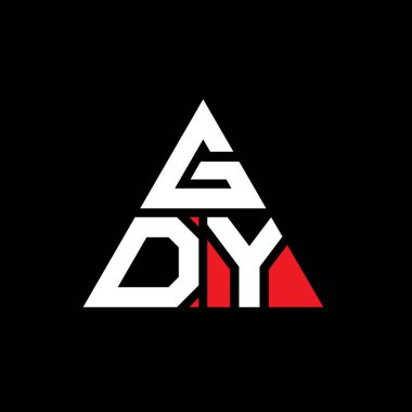 Üçgen şekilli GDY üçgen harf logosu tasarımı. GDY üçgen logo tasarımı monogramı. Kırmızı renkli GDY üçgen vektör logo şablonu. GDY üçgen logosu Basit, Zarif ve Lüks Logo.