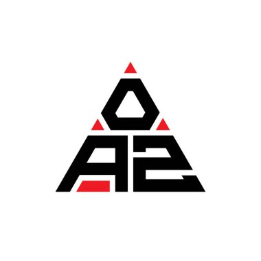 Üçgen şekilli OAZ üçgen harf logosu tasarımı. OAZ üçgen logo tasarımı. Kırmızı renkli OAZ üçgen vektör şablonu. OAZ üçgen logosu Basit, Zarif ve Lüks Logo.