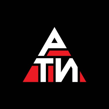 Üçgen şekilli PTN üçgen harf logosu tasarımı. PTN üçgen logo tasarımı monogramı. Kırmızı renkli PTN üçgen vektör şablonu. PTN üçgen logosu Basit, Zarif ve Lüks Logo.