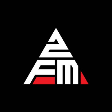 Üçgen şekilli ZFM üçgen harf logosu tasarımı. ZFM üçgen logo tasarımı monogramı. Kırmızı renkli ZFM üçgen vektör şablonu. ZFM üçgen logosu Basit, Zarif ve Lüks Logo.