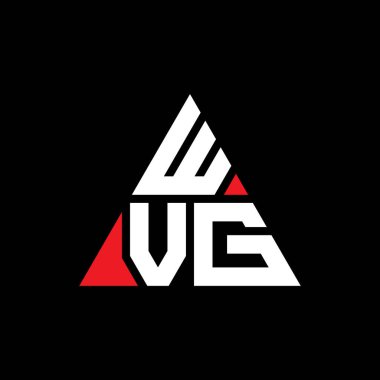 Üçgen şekilli WVG üçgen harf logosu tasarımı. WVG üçgen logo tasarımı monogramı. Kırmızı renkli WVG üçgen vektör şablonu. WVG üçgen logosu Basit, Zarif ve Lüks Logo.