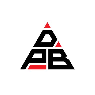 Üçgen şekilli DPB üçgen harf logosu tasarımı. DPB üçgen logo tasarımı monogramı. Kırmızı renkli DPB üçgen vektör logo şablonu. DPB üçgen logosu Basit, Zarif ve Lüks Logo.