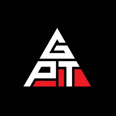 Üçgen şekilli GPT üçgen harf logosu tasarımı. GPT üçgen logo tasarımı monogramı. Kırmızı renkli GPT üçgen vektör şablonu. GPT üçgen logosu Basit, Zarif ve Lüks Logo.