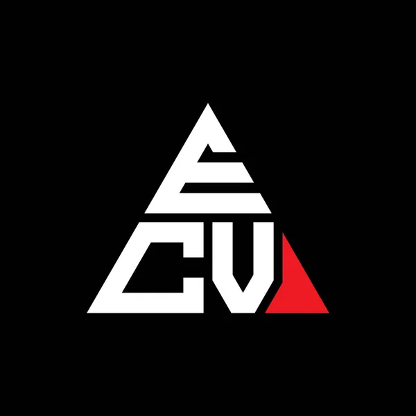 Ecv三角形字母标志设计与三角形形状 Ecv三角形标志设计图 Ecv三角形矢量标识模板 带有红色 Ecv三角标识简单 豪华的标志 — 图库矢量图片