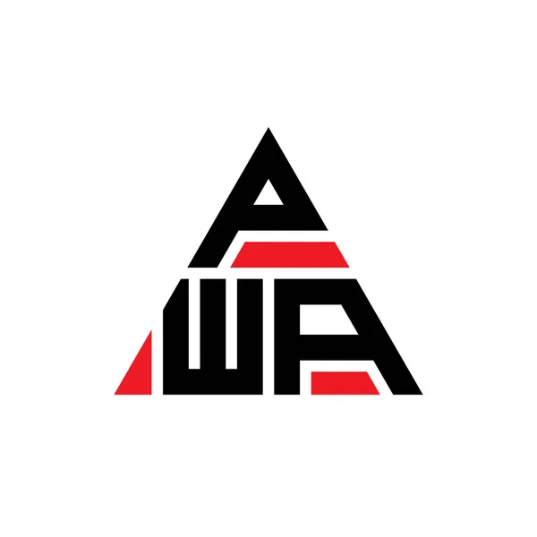 Pwa三角形字母标志设计与三角形形状 Pwa三角形标志设计单字 带有红色的Pwa三角形矢量标识模板 Pwa三角标识简单 豪华的标志 — 图库矢量图片