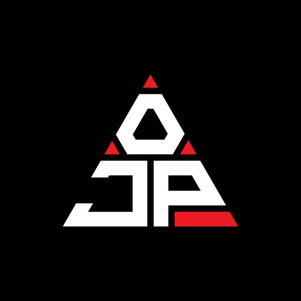 Ojp三角形字母标志设计与三角形形状 Ojp三角形标志设计单字 带有红色的Ojp三角形矢量标识模板 Ojp三角标识简单 豪华的标志 — 图库矢量图片