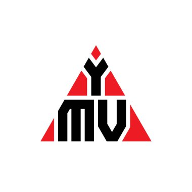 Üçgen şekilli YMV üçgen harf logosu tasarımı. YMV üçgen logo tasarımı monogramı. Kırmızı renkli YMV üçgen vektör logo şablonu. YMV üçgen logosu Basit, Zarif ve Lüks Logo.