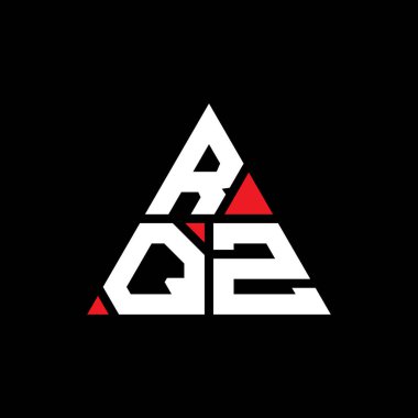 Üçgen şekilli RQZ üçgen harf logosu tasarımı. RQZ üçgen logo tasarımı monogramı. Kırmızı renkli RQZ üçgen vektör şablonu. RQZ üçgen logosu Basit, Zarif ve Lüks Logo.