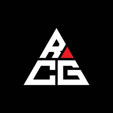 Üçgen şekilli RCG üçgen harf logosu tasarımı. RCG üçgen logo tasarımı monogramı. Kırmızı renkli RCG üçgen vektör şablonu. RCG üçgen logosu Basit, Zarif ve Lüks Logo.